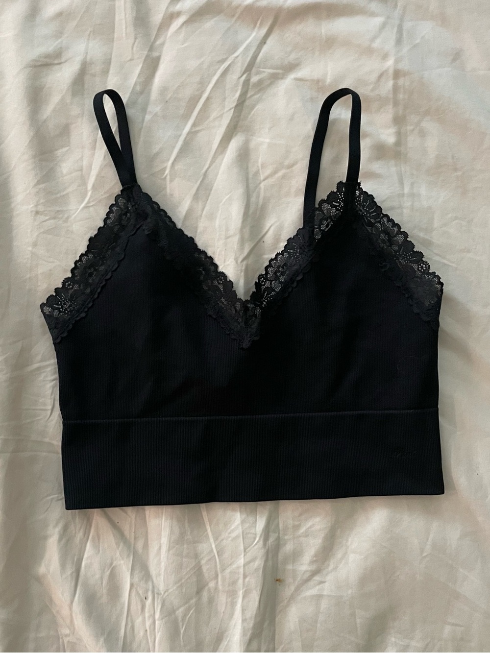Victoria's Secret Black Lace-Trim Longline Bralette